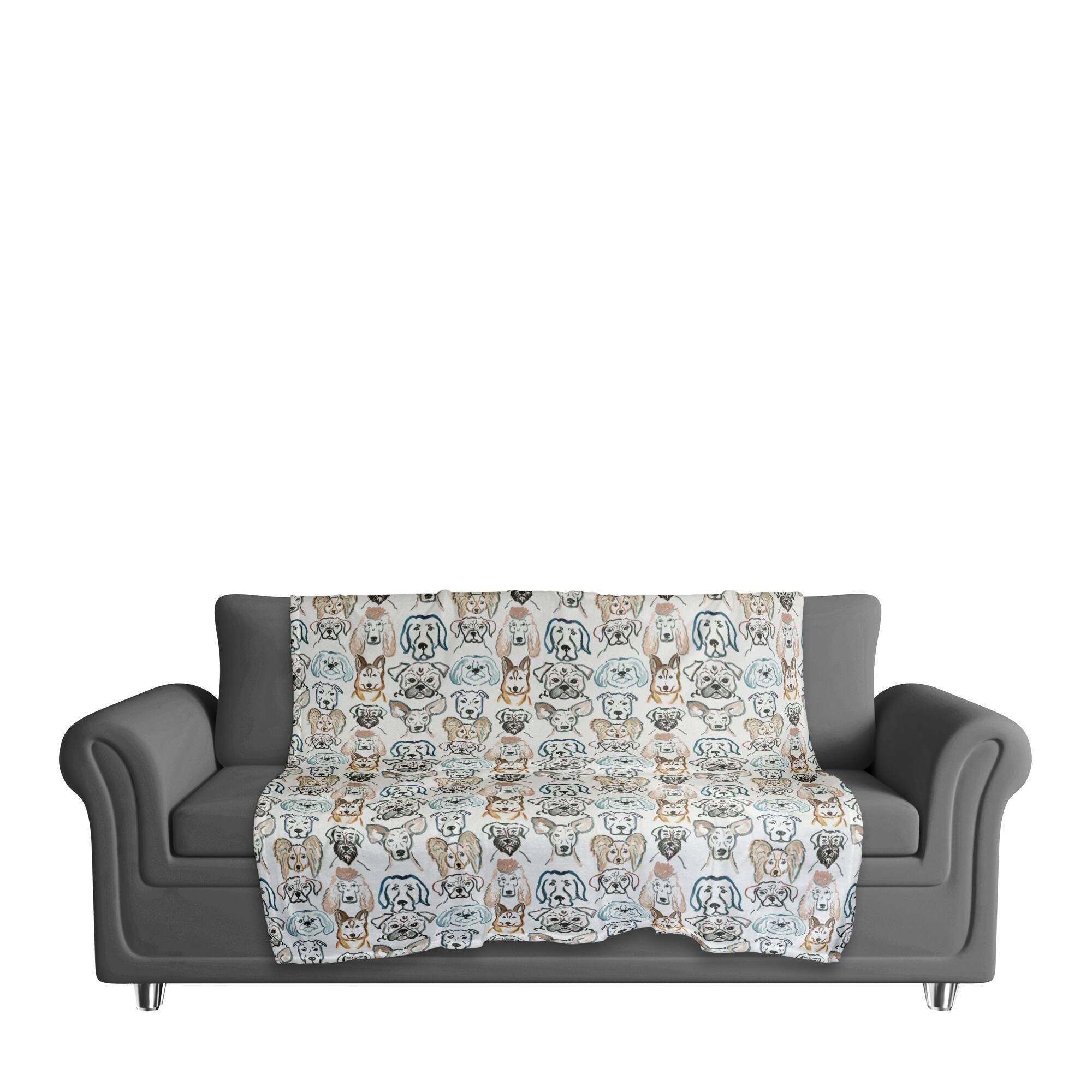 Dog Face Sketch Pattern 2 50" x 60" Coral Fleece Blanket
